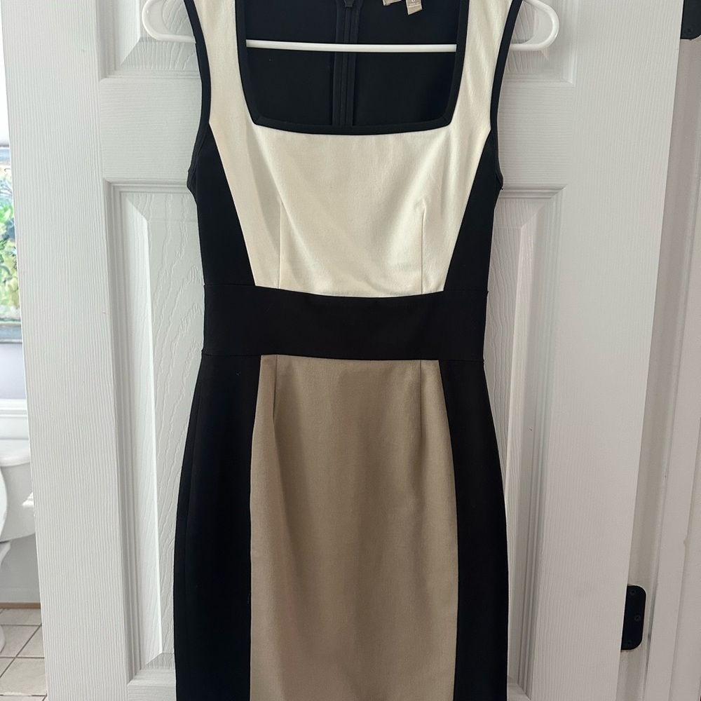 Banana Republic Black and Cream Midi Dress